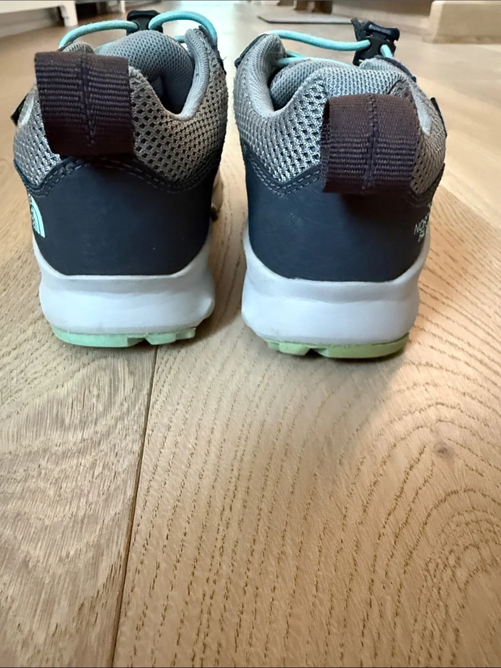 The North Face Kids Grey and Teal Lace-Lock Trail Sneakers